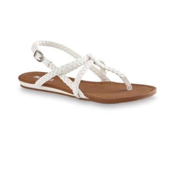 Bongo Ginger White Braided Flat Thong Sandals NWT - Picture 1 of 9